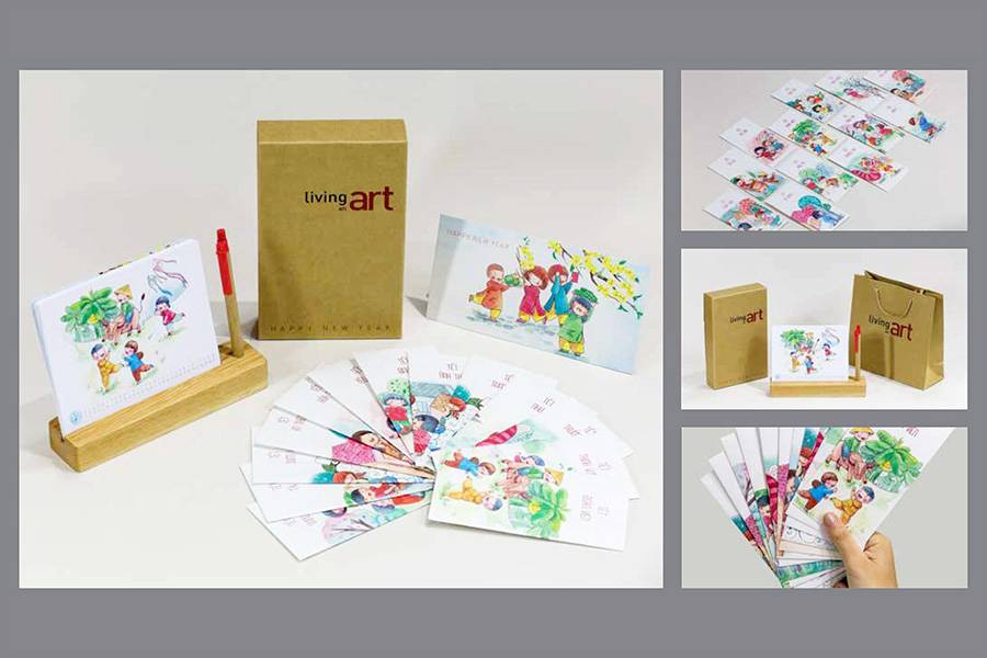 Bộ lịch giấy kraft tuổi thơ xưa