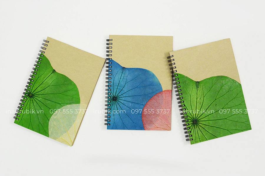 Sổ tay lá sen bìa cứng lò xo