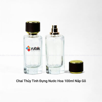 Chai thủy tinh đựng nước hoa 100ml nắp gỗ