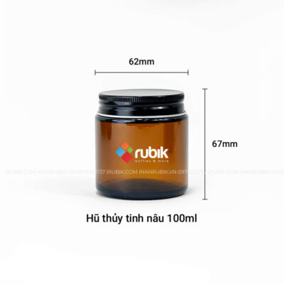 Kích thước hũ thủy tinh nâu đựng nến thơm 100ml