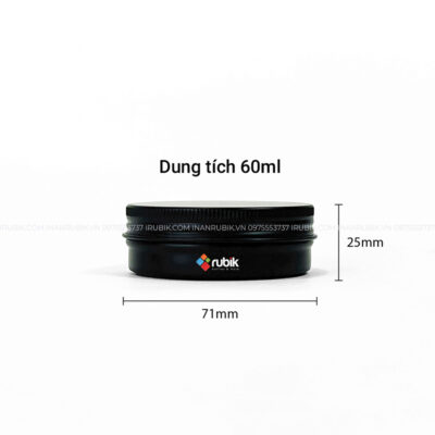 Kích thước hũ nhôm màu đen 60ml