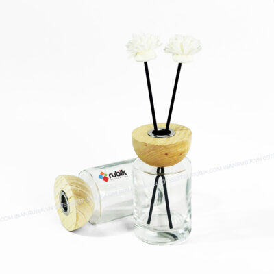 Chai đựng tinh dầu nắp gỗ 120ml kèm que bông trang trí