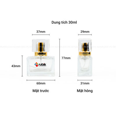 Kích thước chai đựng nước hoa cao cấp 30ml
