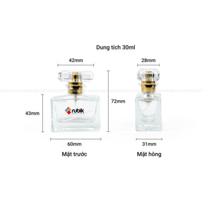 Kích thước vỏ chai rỗng đựng nước hoa chiết 30ml