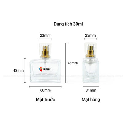 Kích thước chai chiết nước hoa thủy tinh 30ml