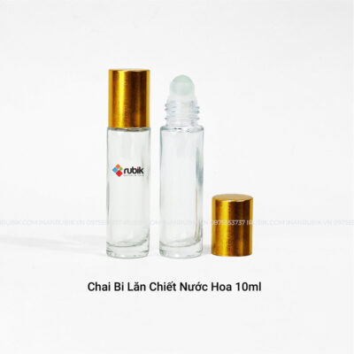 Chai bi lăn chiết nước hoa 10ml nắp vàng