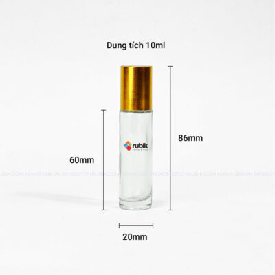 Kích thước chai bi lăn chiết nước hoa 10ml 