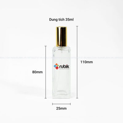 Kích thước chai chiết nước hoa vuông 35ml