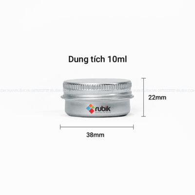Kích thước hũ nhôm màu bạc 10ml